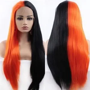 Accessories | 24 Orange Black Split Dye Straight Lacefront  display picture 1
